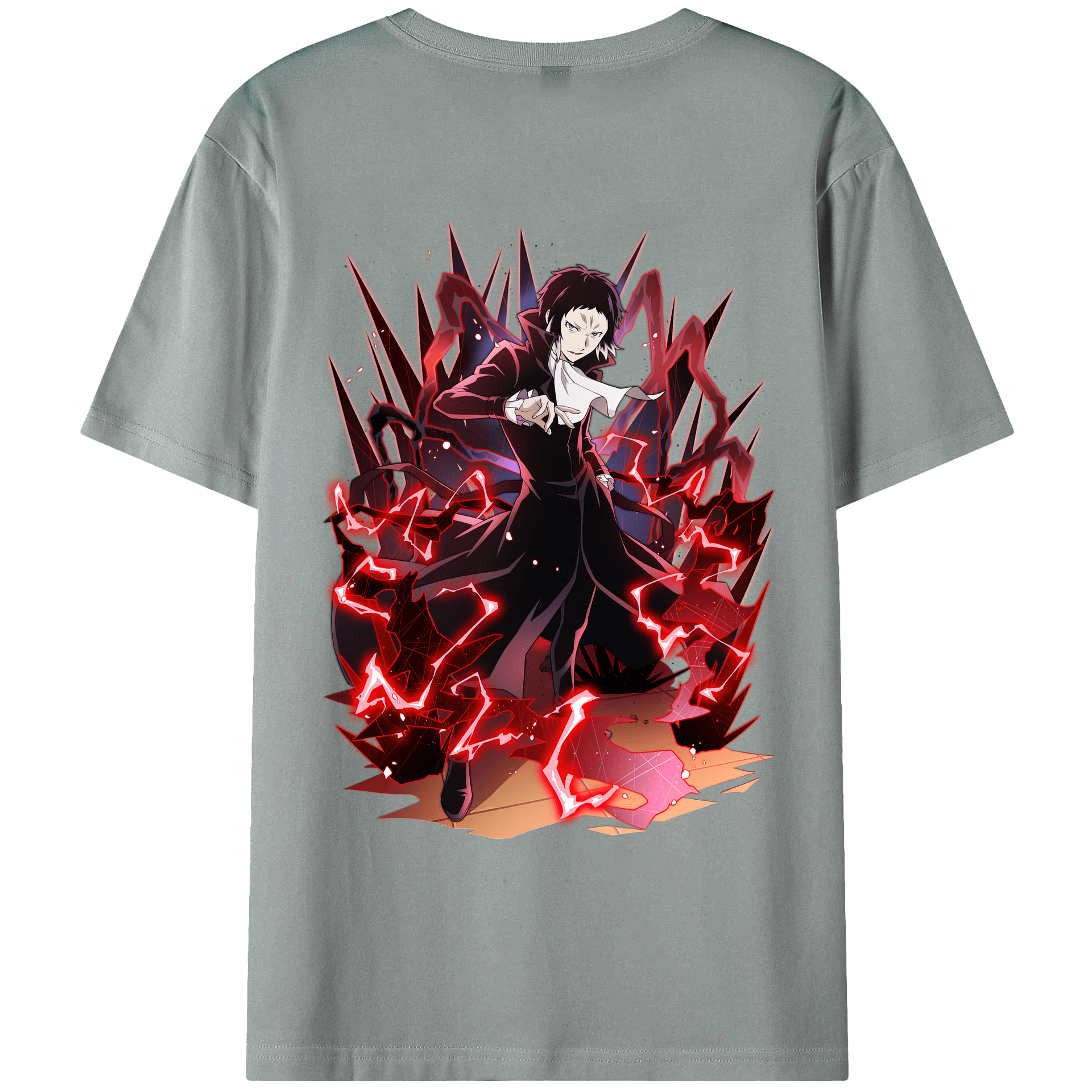（画像用） 文豪ストレイドッグス Bungo Stray Dogs 綿100％ メンズ半袖Tシャツ（バックプリント） 通気性